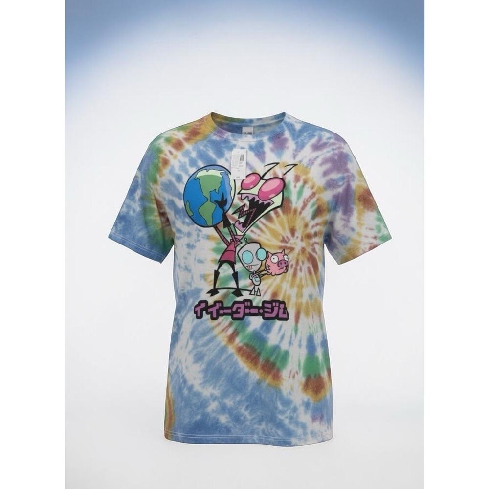 Invader Zim Gir Tie Dye T-Shirt Japanese Text Men's Tee 2X XXL Unisex NWT
